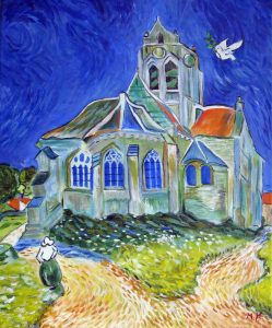The church of Auvers sur Oise painted by Van Gogh